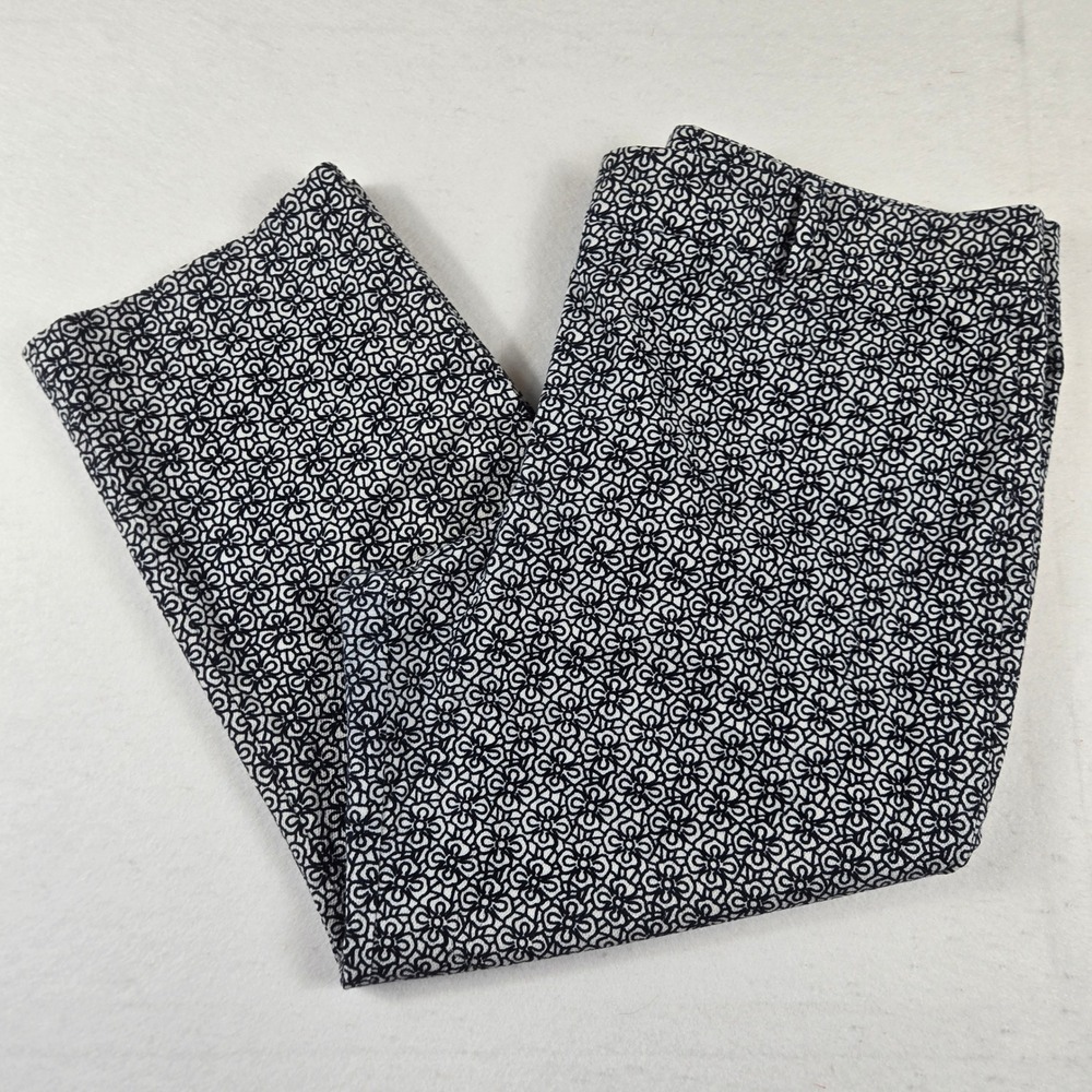 Ann Taylor Signature Floral Crop Pants Womens 18 Blue White Geometric Trousers
